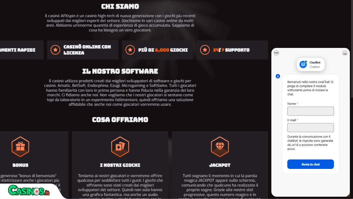 AFKSPIN Casino Supporto