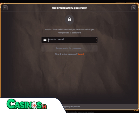AFKSPIN Casino problema di accesso