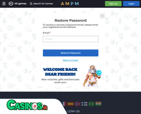 AMPM Casino problema di accesso
