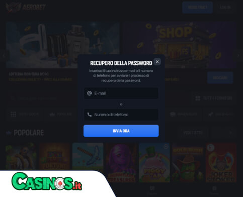 Aerobet Casino problema di accesso