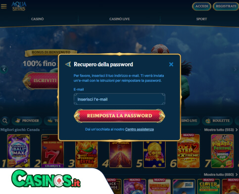 AquaSpin Casino problema di accesso