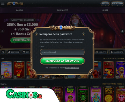 AstroMania Casino problema di accesso