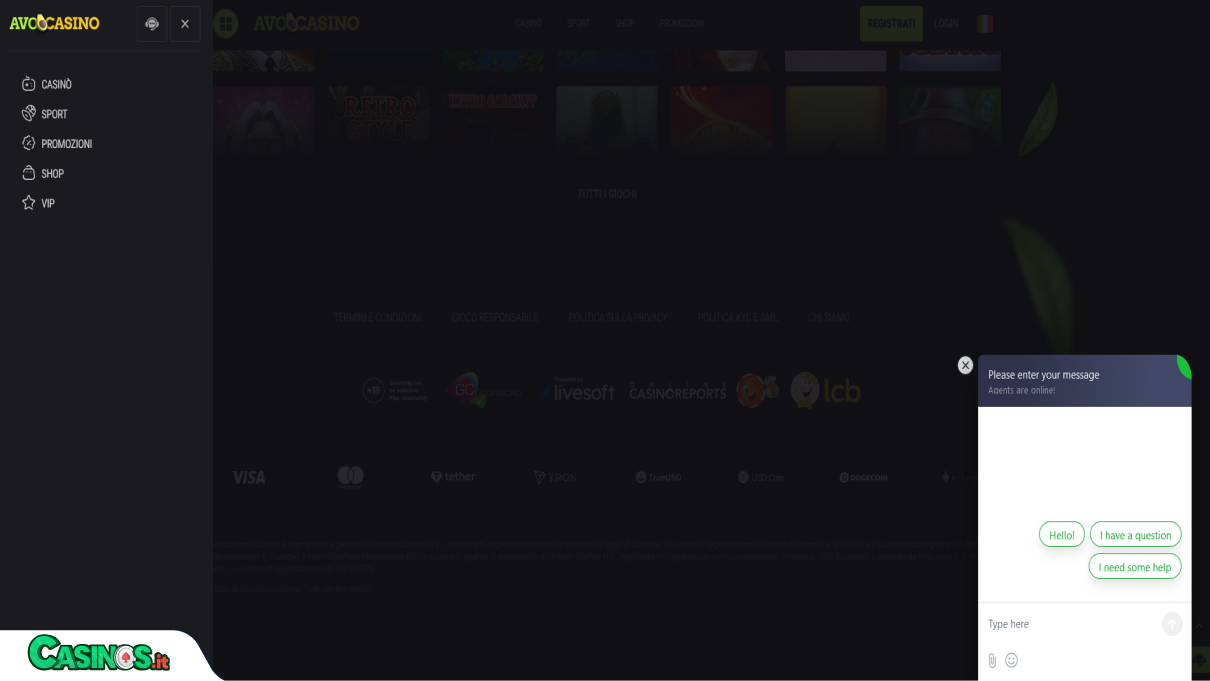 Avo Casino Supporto