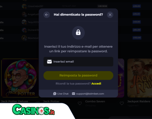 BDMBet Casino problema di accesso