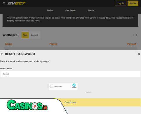 BVBet Casino problema di accesso