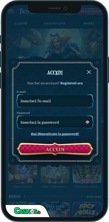 BetAlice Casino Accesso