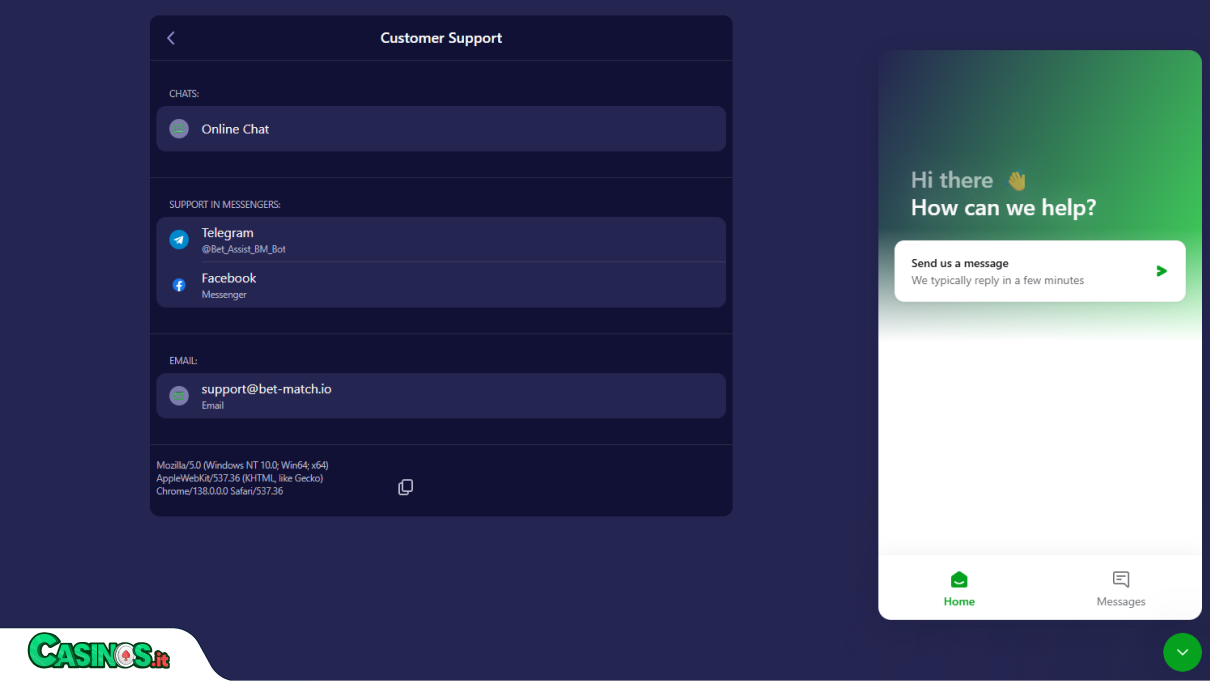 BetMatch Casino Supporto