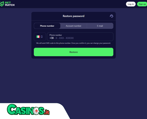 BetMatch Casino problema di accesso