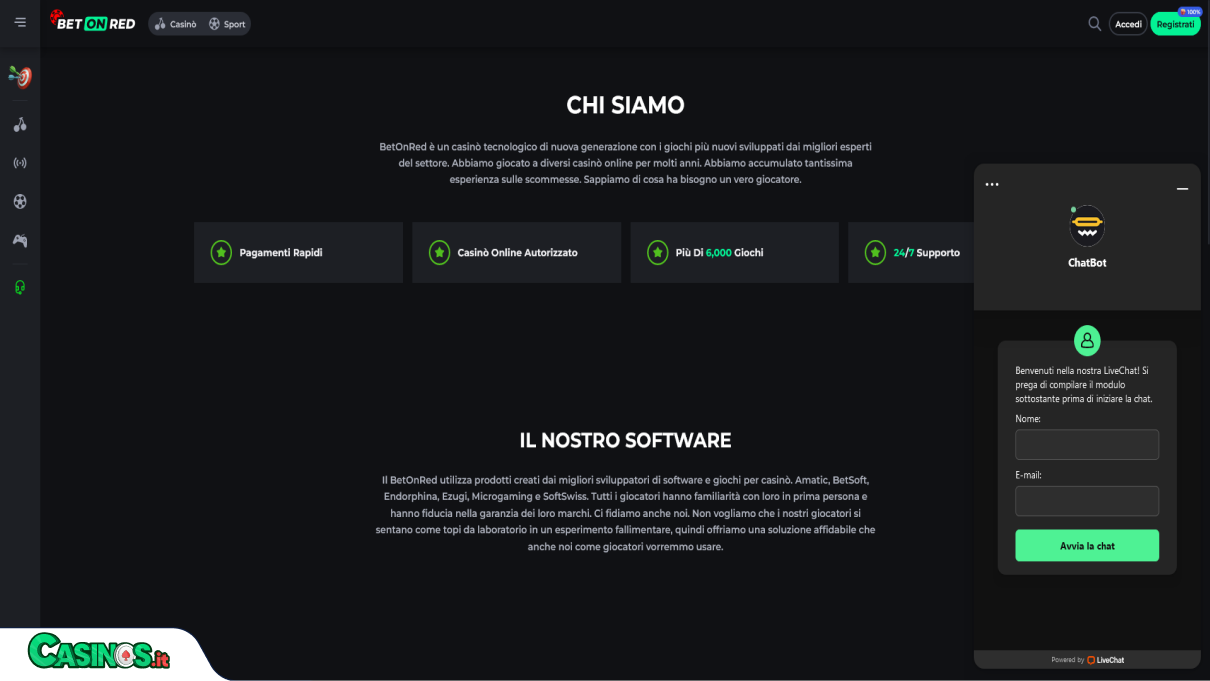 Supporto del casinò BetOnRed
