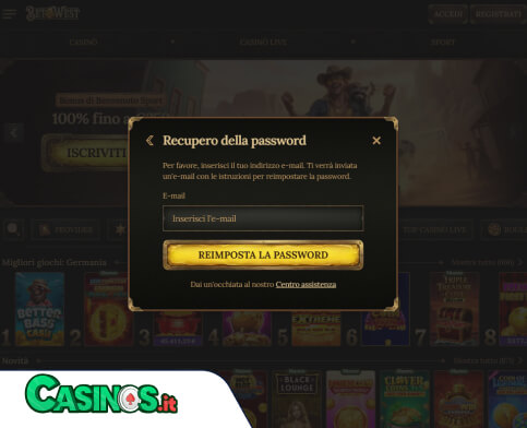 BetWest Casino problema di accesso