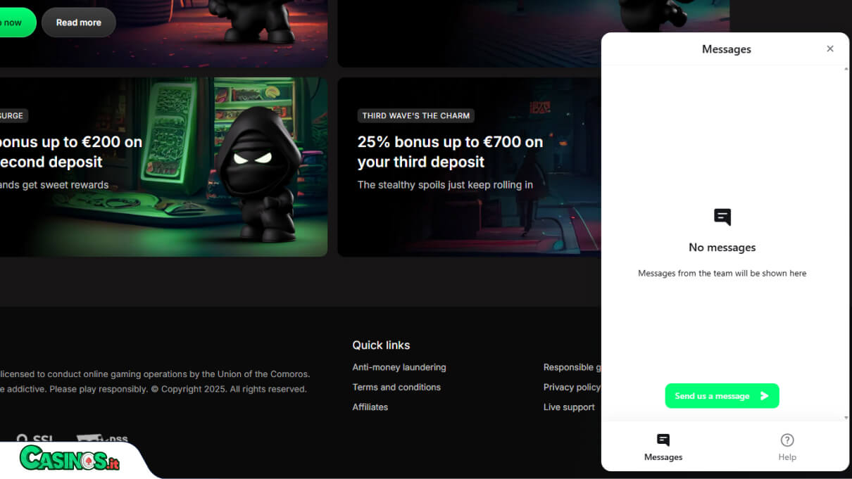 Betninja Casino Supporto