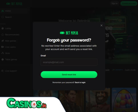Betninja Casino problema di accesso