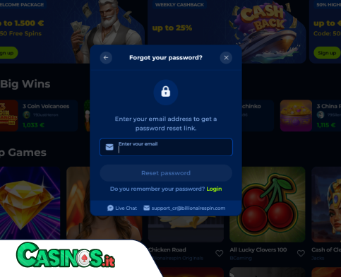 Billionaire Spin Casino problema di accesso