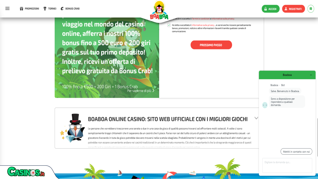 BoaBoa Casino supporto