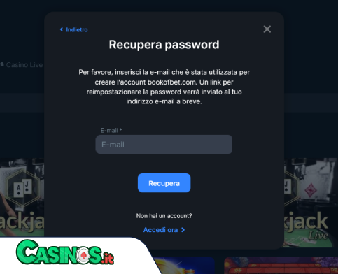BookOfBet Casino problema di accesso