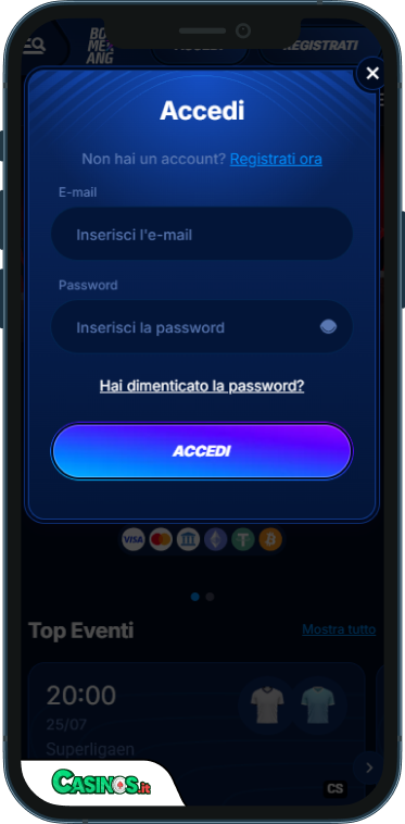 BoomerangBet Casino Accesso