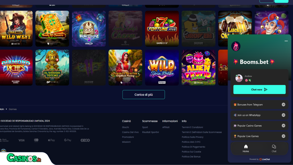 Booms Bet Casino Supporto