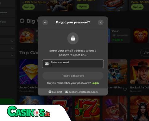 Capospin Casino problema di accesso