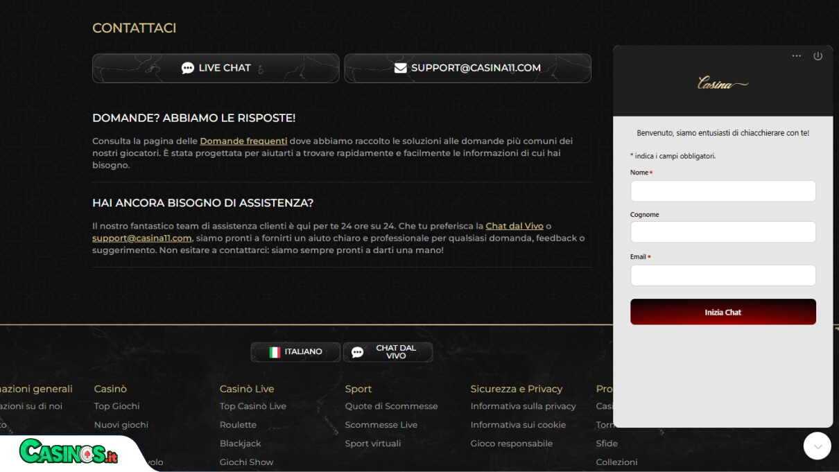 Casina Casino Supporto