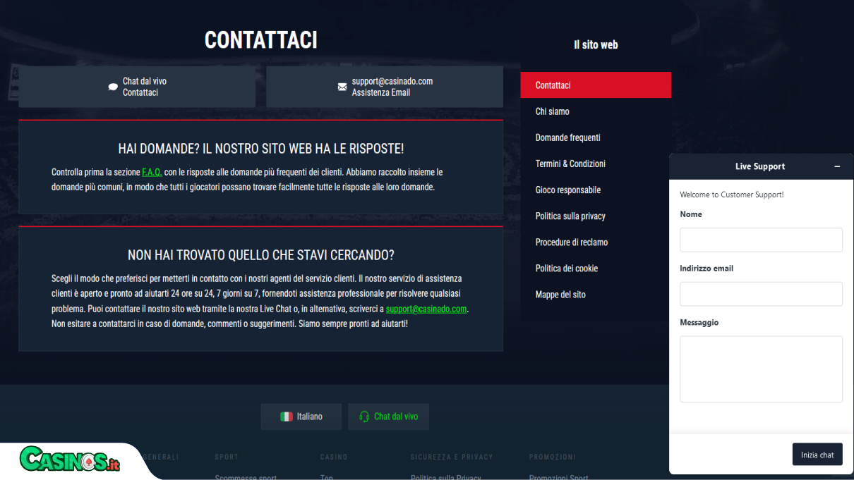 Casinado Casino Supporto