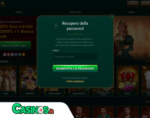 Casinia Casino problema di accesso