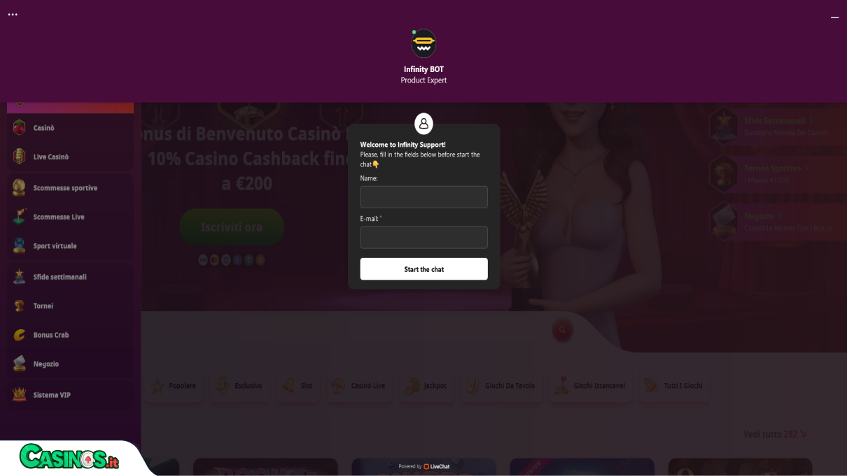 Casino Infinity Supporto