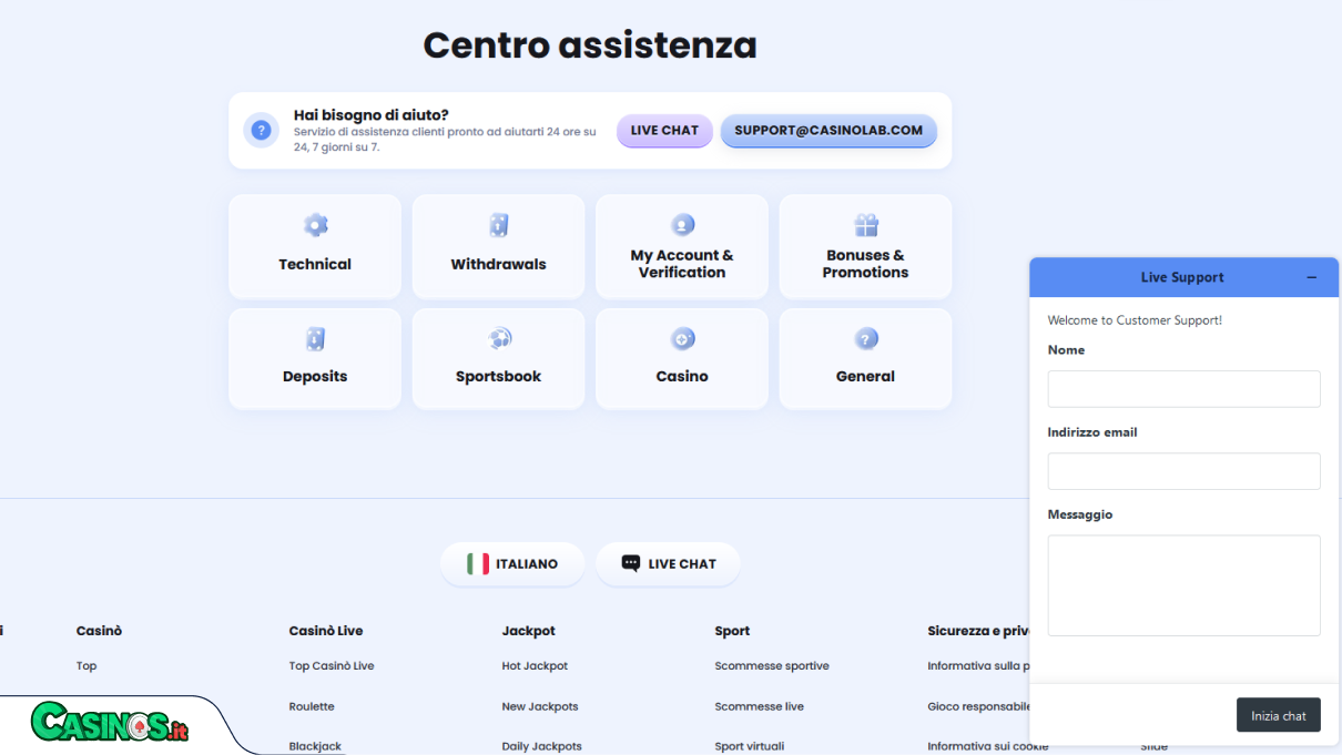 CasinoLab Supporto