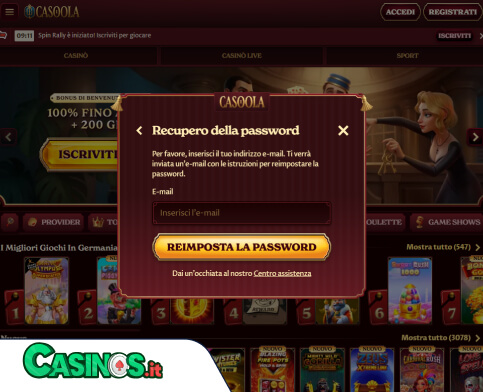 Casoola Casino problema di accesso