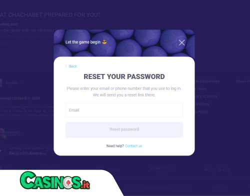 ChachaBet Casino problema di accesso