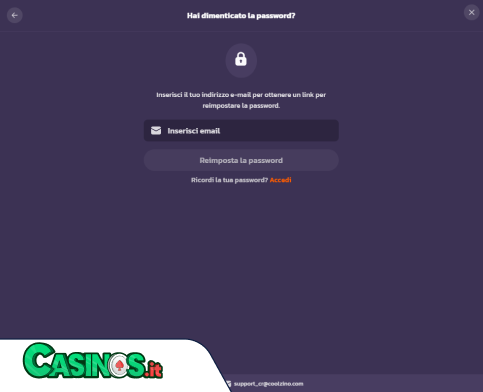 Coolzino Casino problema di accesso