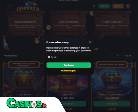 Corsaza Casino problema di accesso