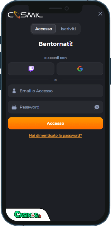 CosmicSlot Casino Accesso