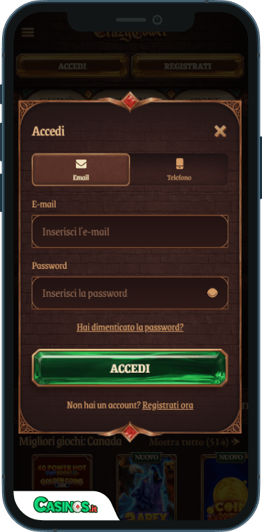 CrazyTower Casino Accesso