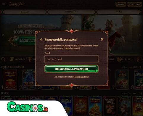 CrazyTower Casino problema di accesso