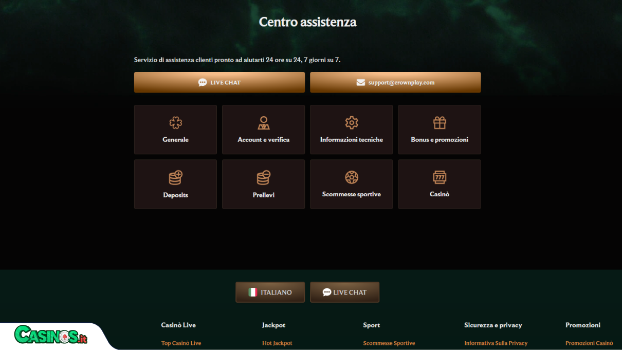 Crownplay Casino Supporto
