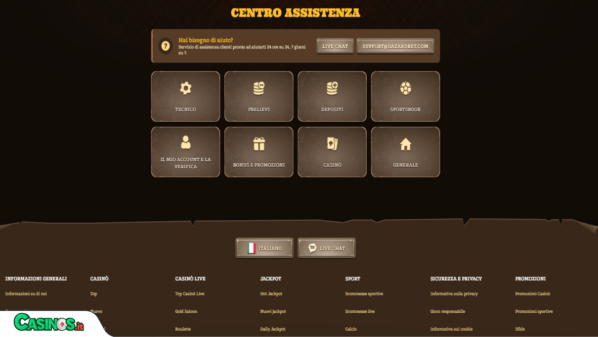 Dazardbet Casino Supporto