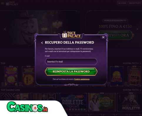Dice Palace Casino problema di accesso
