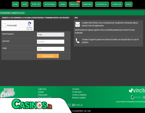 Donni Casino problema di accesso