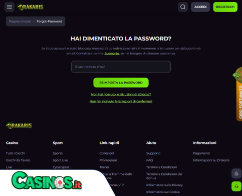 Drakaris Casino problema di accesso