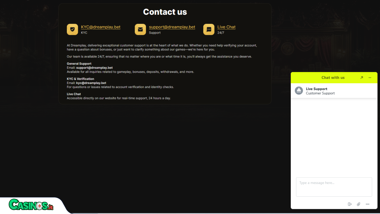 Dreamplay Casino Supporto