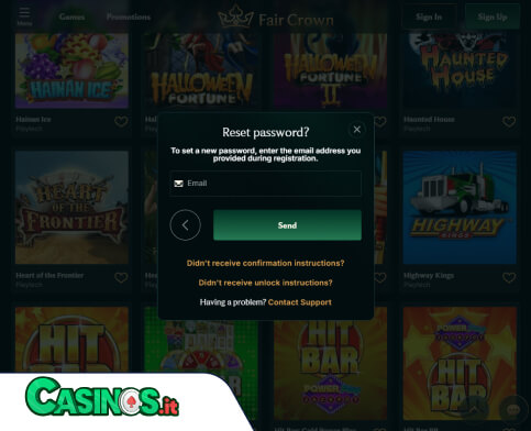 Fair Crown Casino problema di accesso