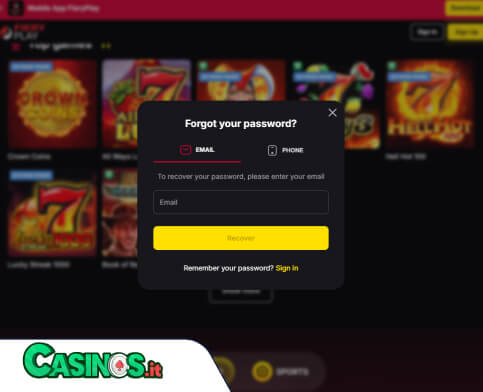 Fiery Play Casino problema di accesso