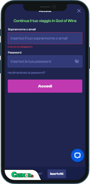 God Of Wins Casino Accesso