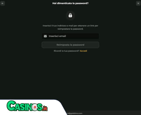 Goldzino Casino problema di accesso