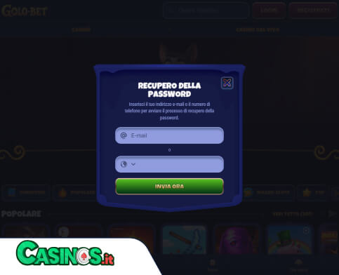 Golobet Casino problema di accesso