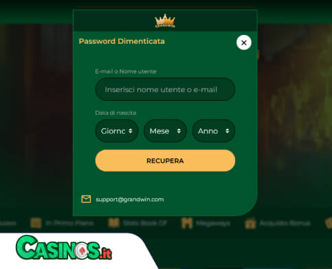 Grandwin Casino problema di accesso