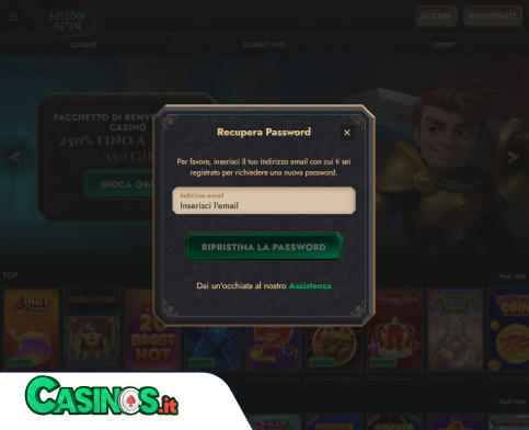 HeroSpin Casino problema di accesso