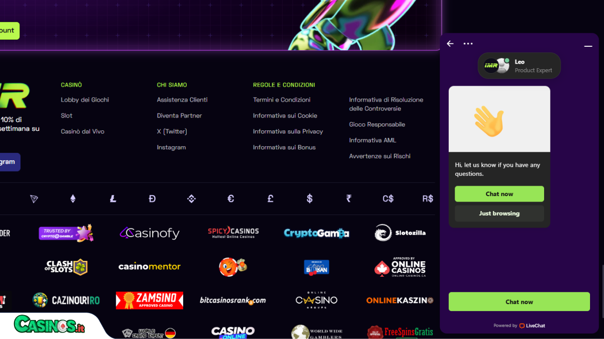 Immerion Casino Supporto