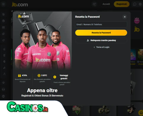 JB Casino problema di accesso