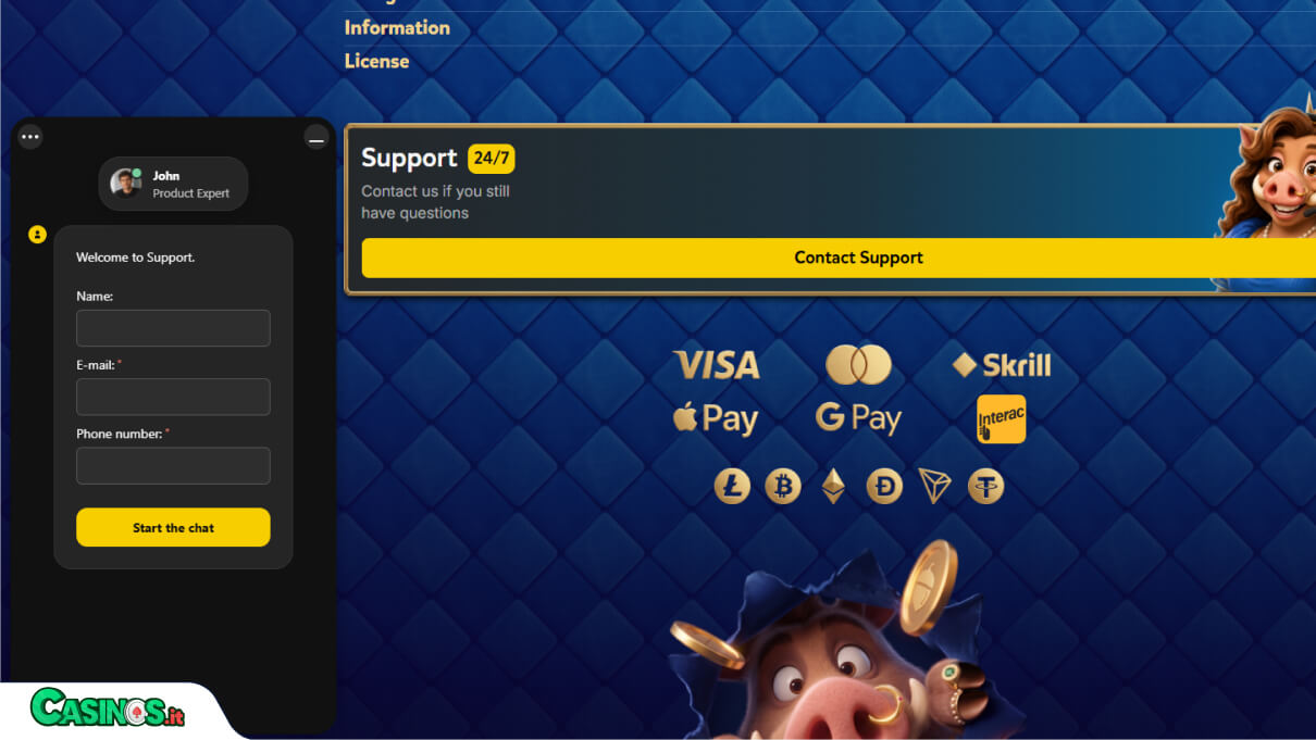 Kingia Casino Supporto